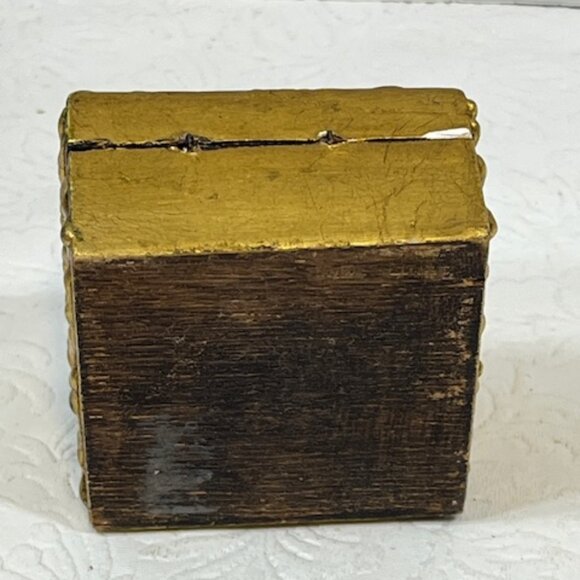 VTG Italian Florentine Mini Wooden Trinket Box Madonna & Child Hinged 2.5" - Picture 8 of 16